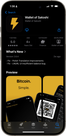 Download Wallet of Satoshi from the App Store