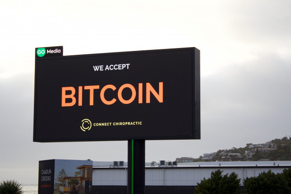 A Bitcoin Billboard in Christchurch New Zealand