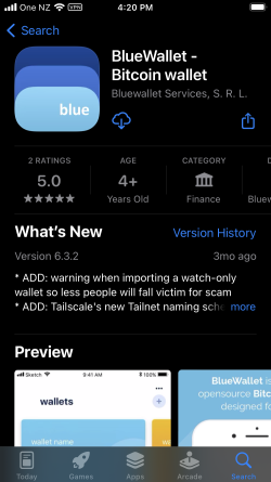 Blue Wallet in the App Store