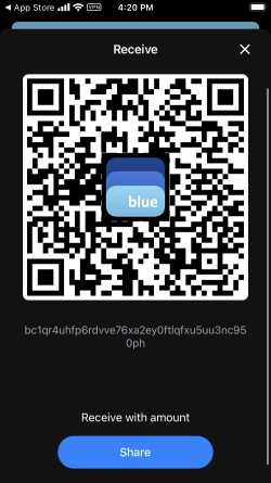 Address QR Code on Blue Wallet